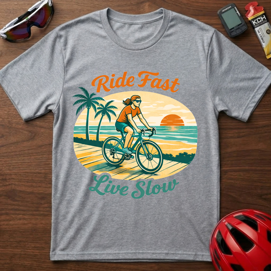 Ride Fast Live Slow Girl Cycling T-Shirt