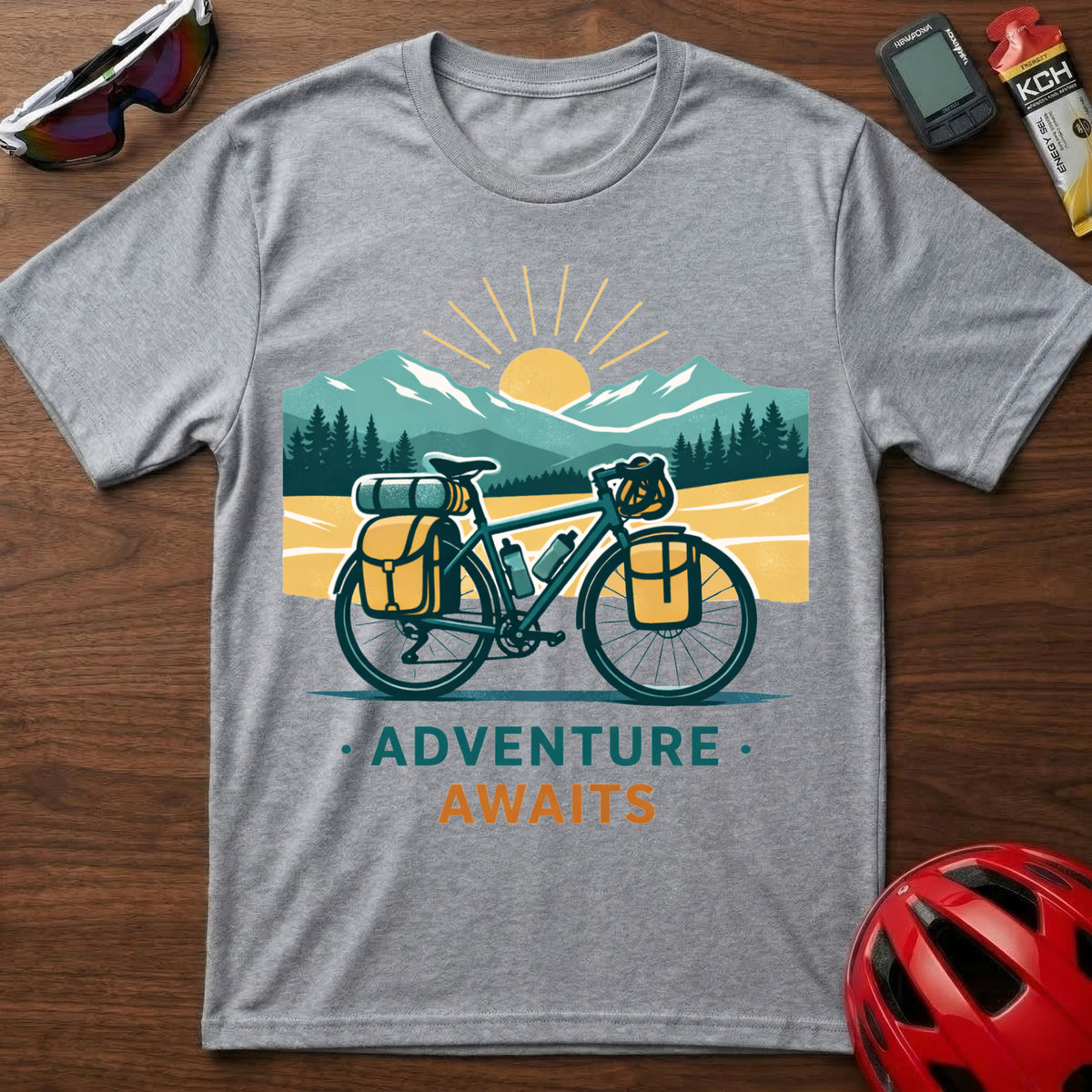 Adventure Awaits Bike Packing Cycling T-Shirt