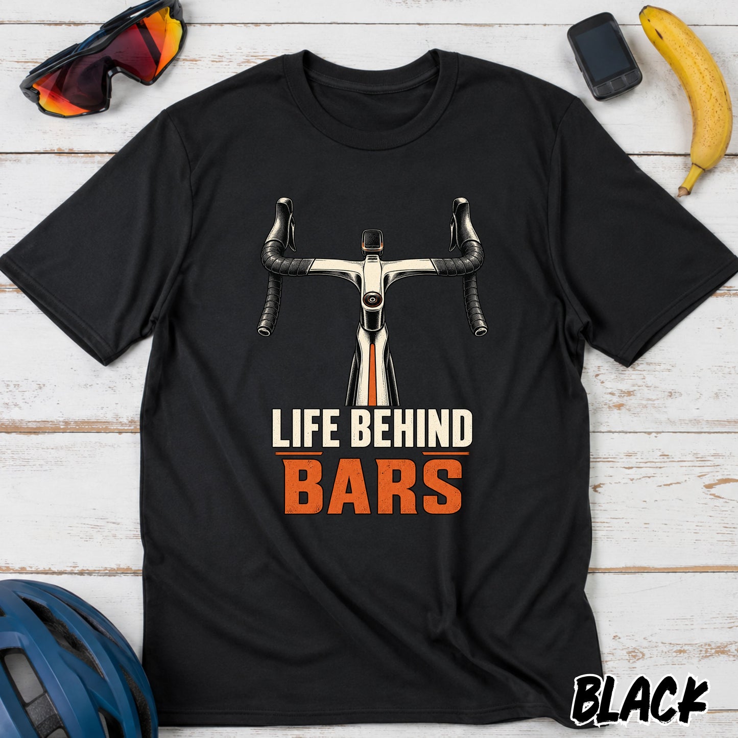 Life Behind Bars Bicycle T-Shirt — Road Bike Handlebar Graphic Tee