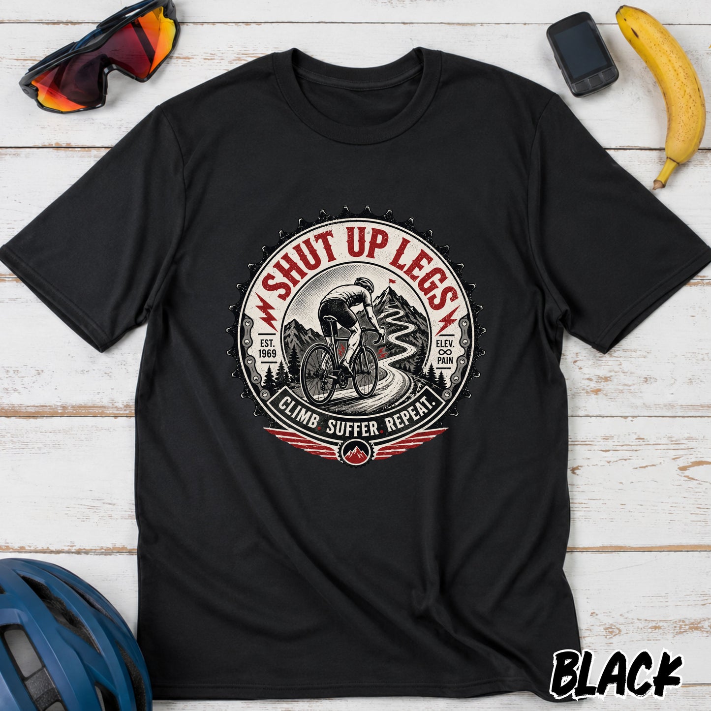 Shut Up Legs Cycling T-Shirt — Vintage Bike Race Graphic Tee