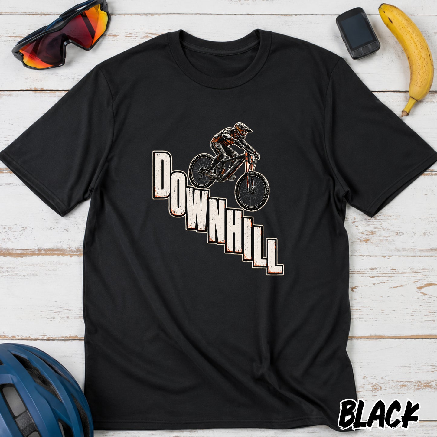 Downhill Mountain Biking T-Shirt — Retro MTB Rider Graphic