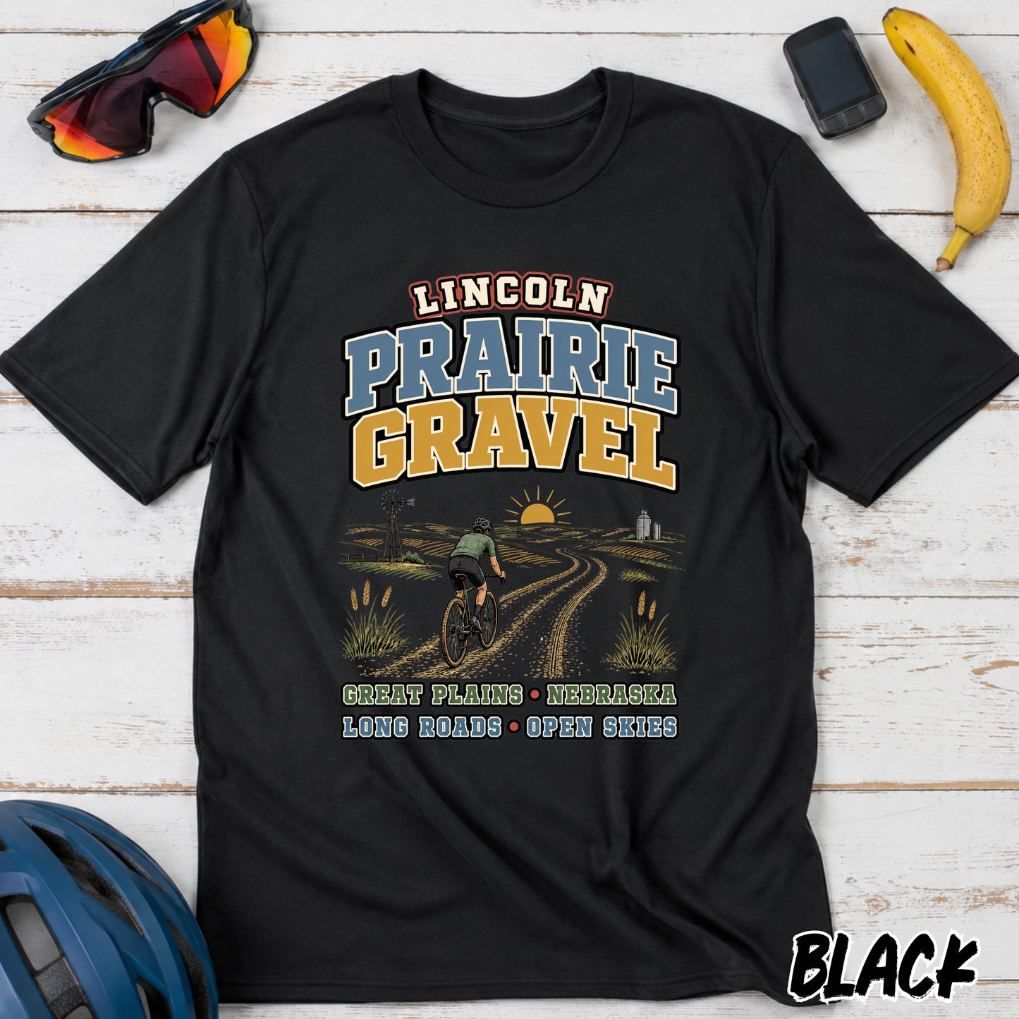 Lincoln Prairie Gravel T‑Shirt — Cycling Gravel Bike Tee