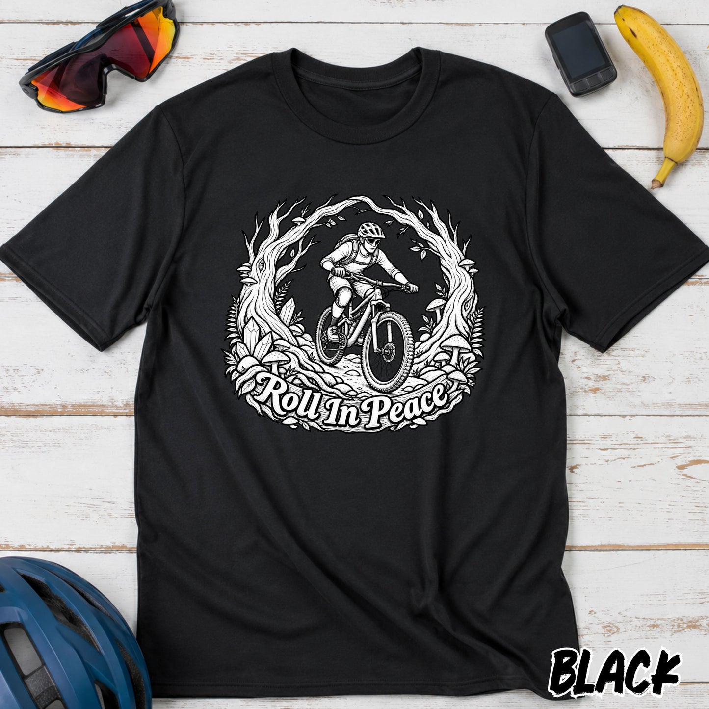 Mountain Biker T‑Shirt — 'Rollin' in Peace' Graphic Tee
