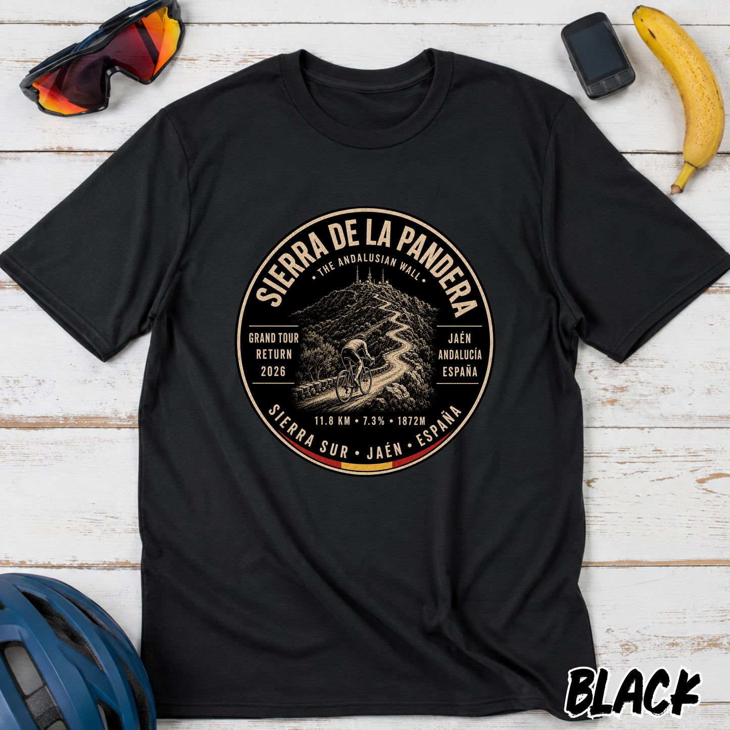Sierra de la Pandera Cycling T‑Shirt — Jaén Spain Le Vuelta Badge Tee