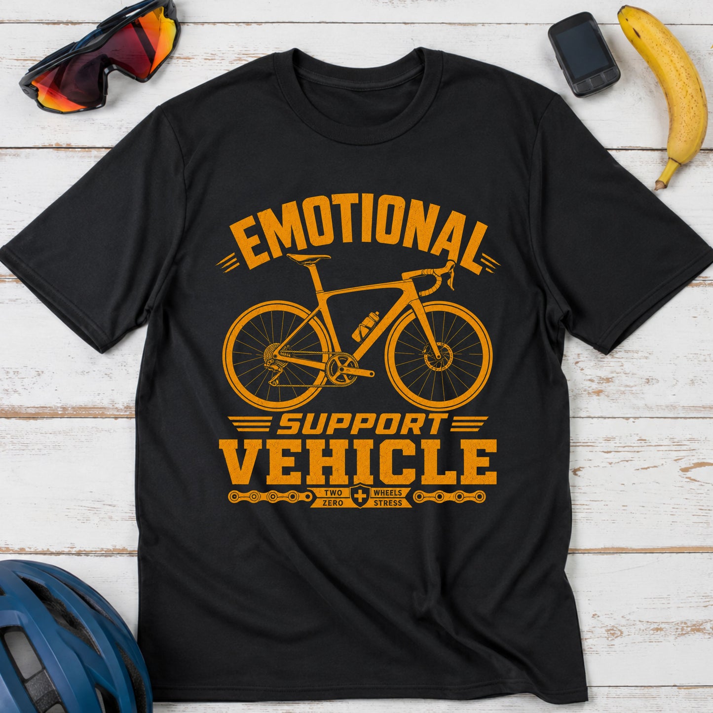 Emotional Support Vehicle T‑Shirt — Funny Cycling Tee for Road Bike Lovers