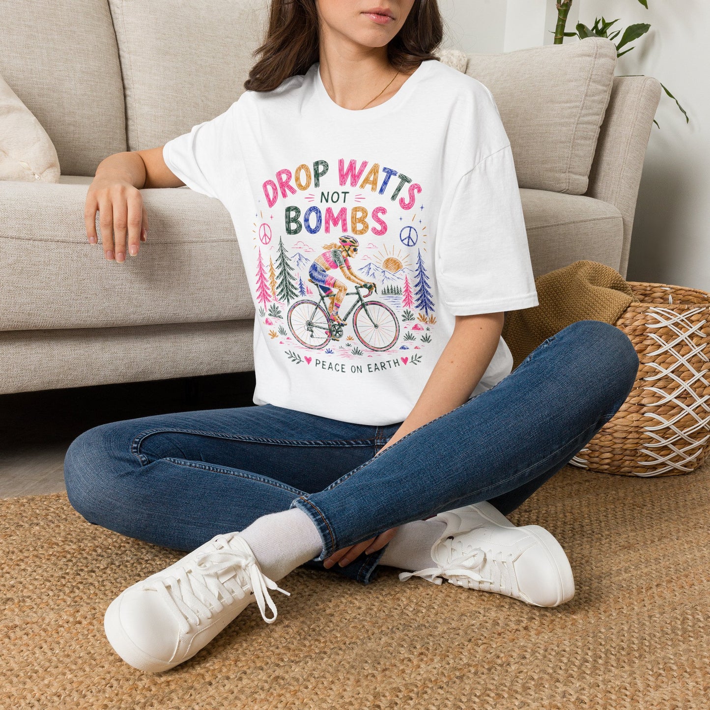Drop Watts Not xxxx Girl T-Shirt — Peaceful Cycling Eco Energy Graphic Tee