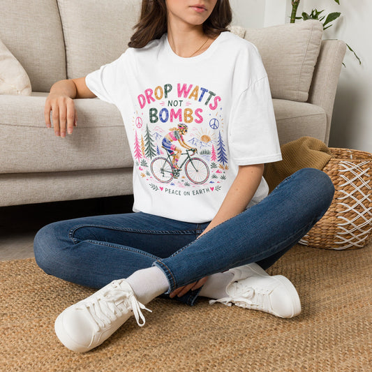Drop Watts Not xxxx Girl T-Shirt — Peaceful Cycling Eco Energy Graphic Tee