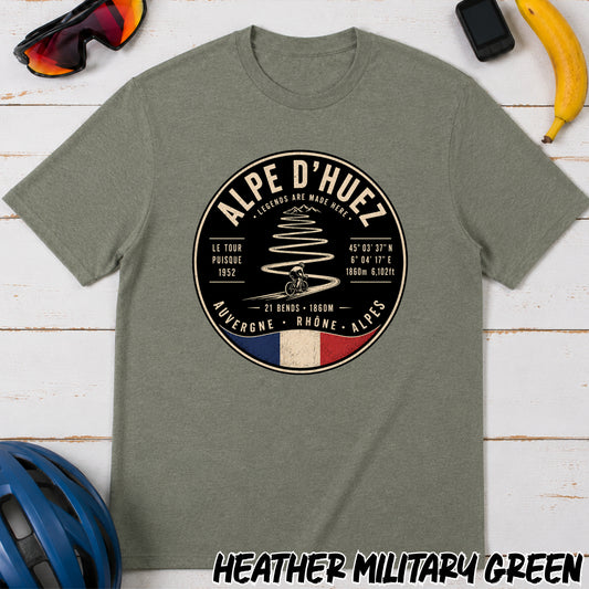 Alpe d'Huez Cycling Tee – Vintage French Climb Tour de France Graphic T-Shirt