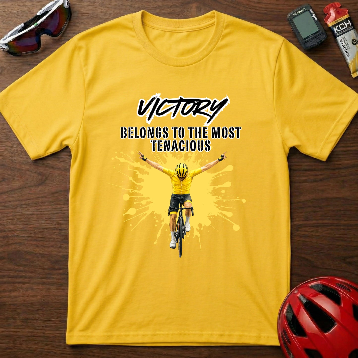 Cycling T‑Shirt - "Victory Belongs to the Most Tenacious" Motivational Bike Tee