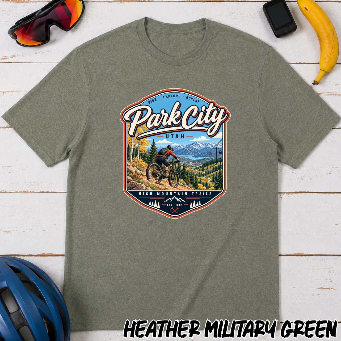 Park City Utah Mountain Bike T‑Shirt — Outdoor Adventure Scenic Tee