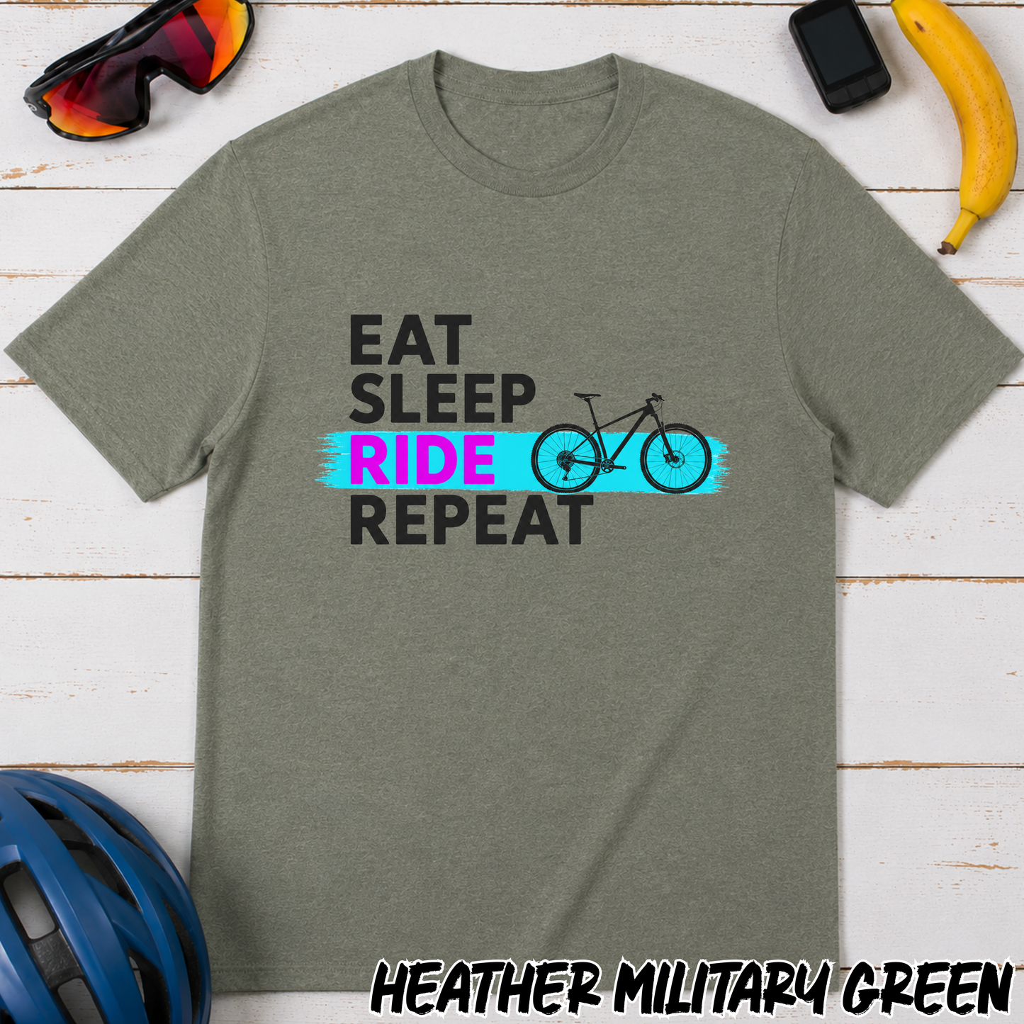 Eat Sleep Ride Repeat Cycling T-Shirt- Mountain bike Tee
