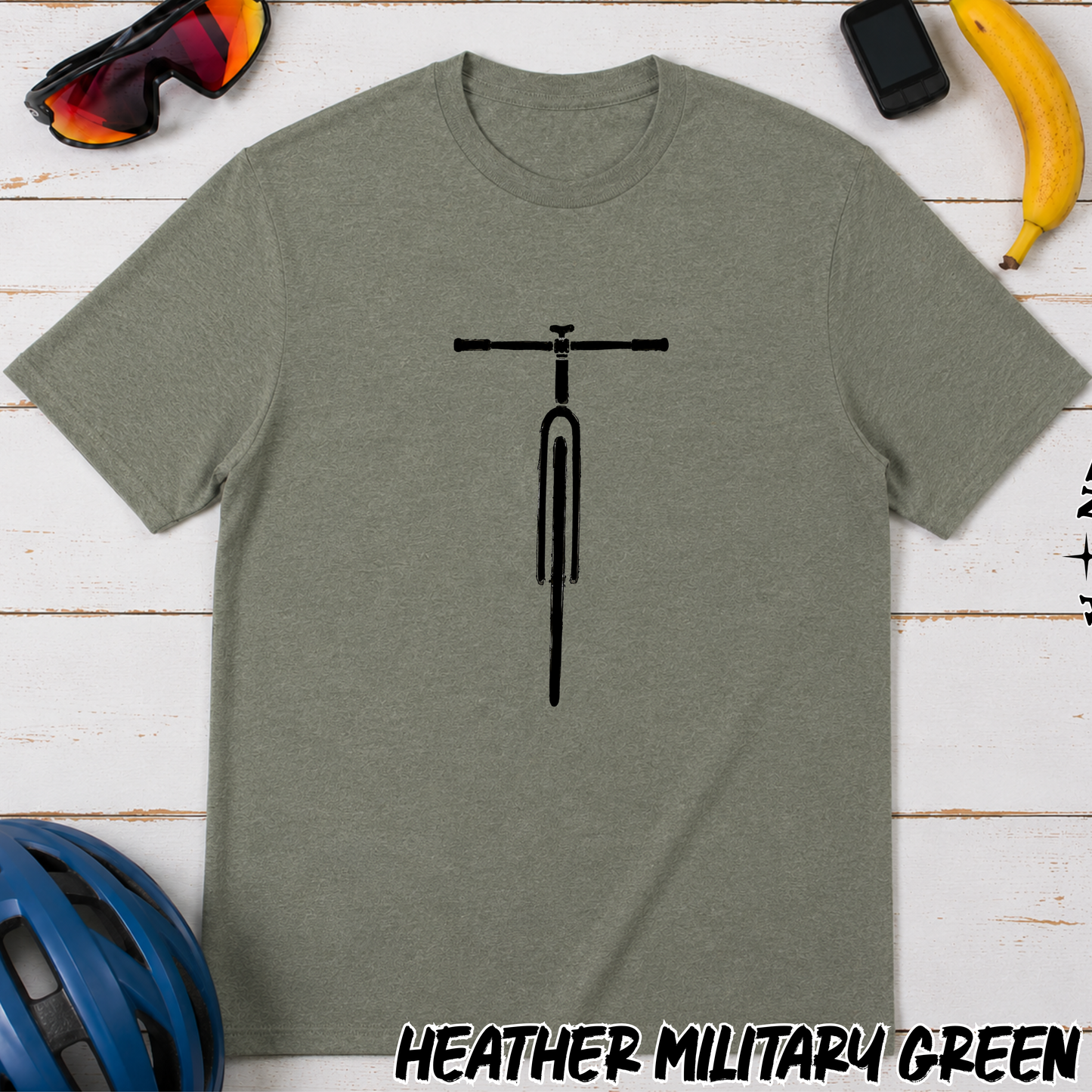 Bicycle Minimalist T‑Shirt — Front View Cycling Bike Graphic