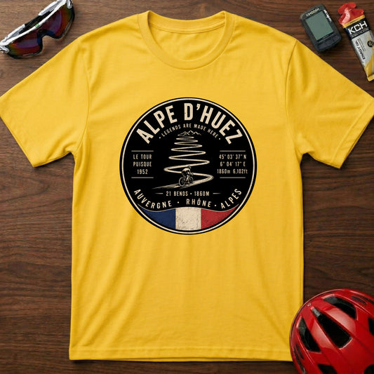 Alpe d'Huez Cycling Tee – Vintage French Climb Tour de France Graphic T-Shirt