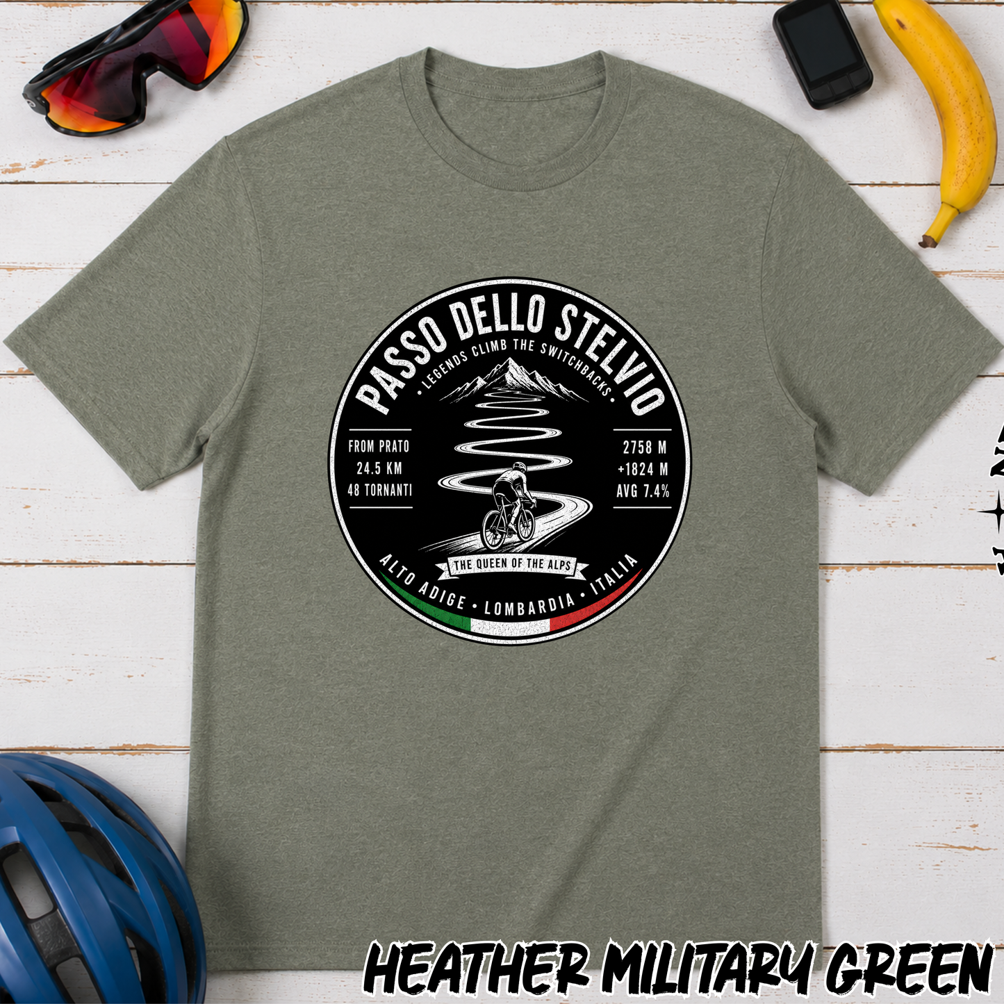 Passo dello Stelvio Cycling T-Shirt — Vintage Mountain Road Bike Tee
