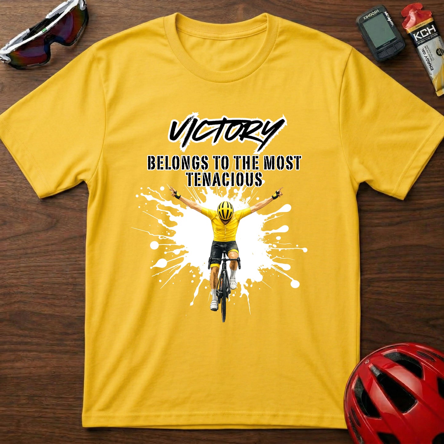 Cycling T‑Shirt - "Victory Belongs to the Most Tenacious" Motivational Bike Tee