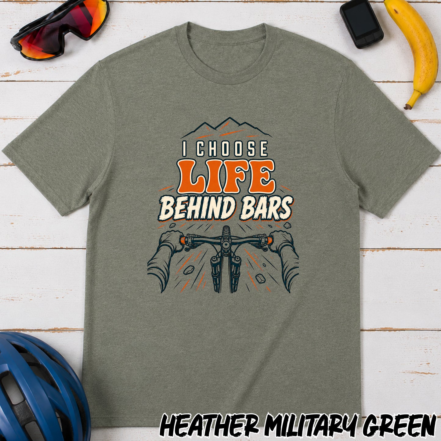 I Choose Life Behind Bars Cycling T‑Shirt — Mountain Bike Humor Tee