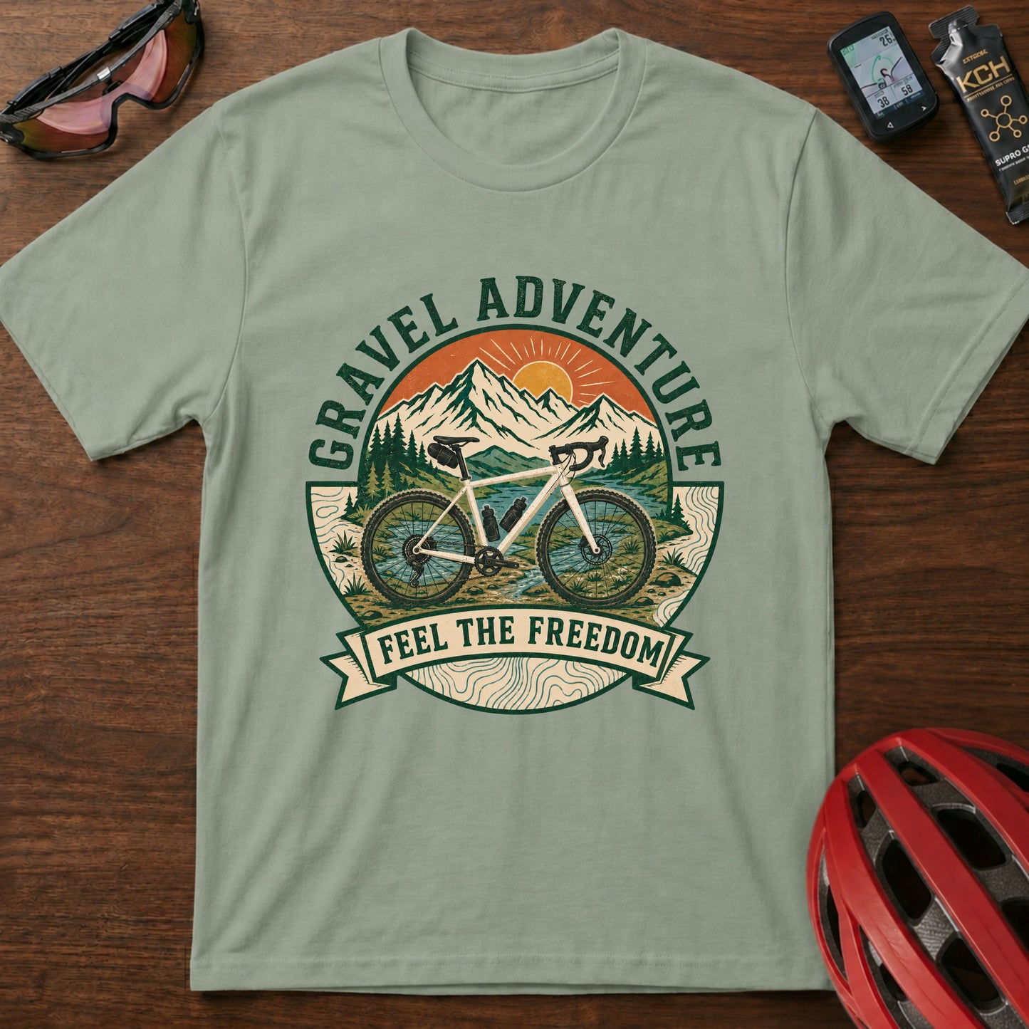Gravel Adventure T-Shirt — 'Feel the Freedom' Cycling Tee