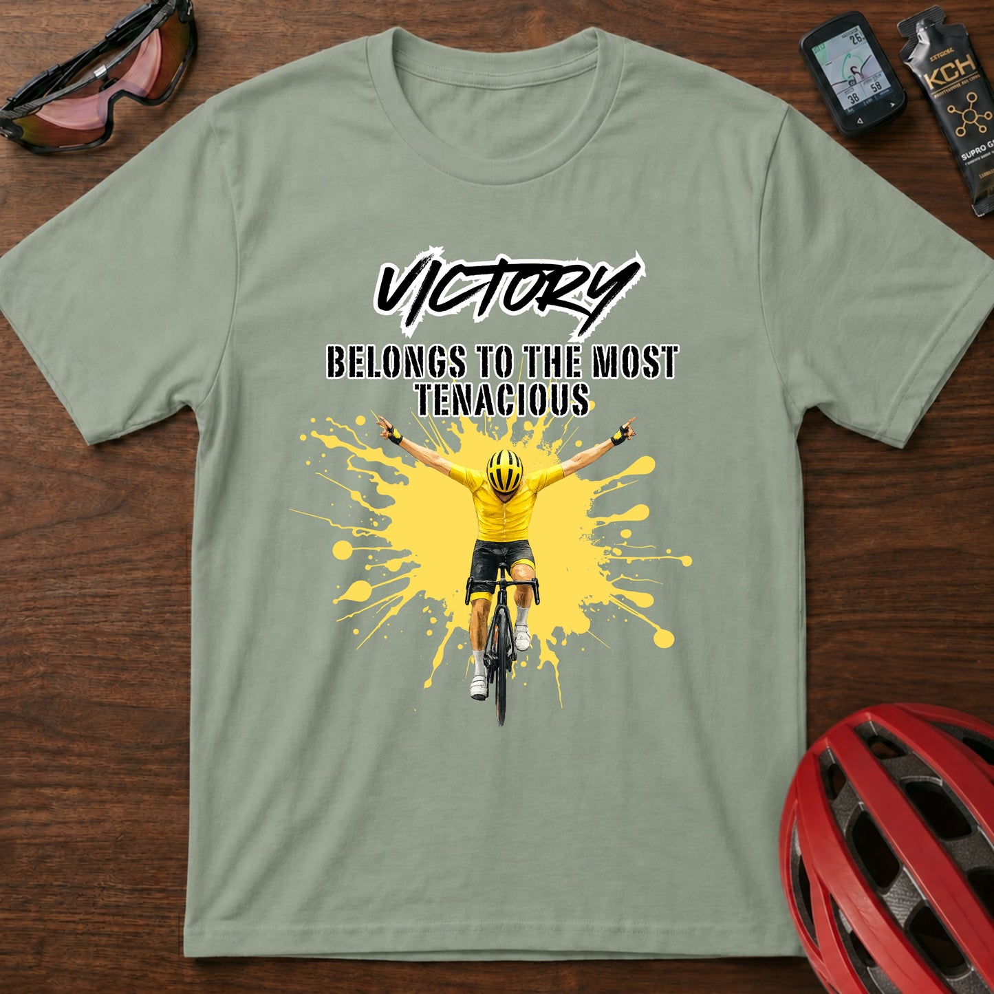Cycling T‑Shirt - "Victory Belongs to the Most Tenacious" Motivational Bike Tee