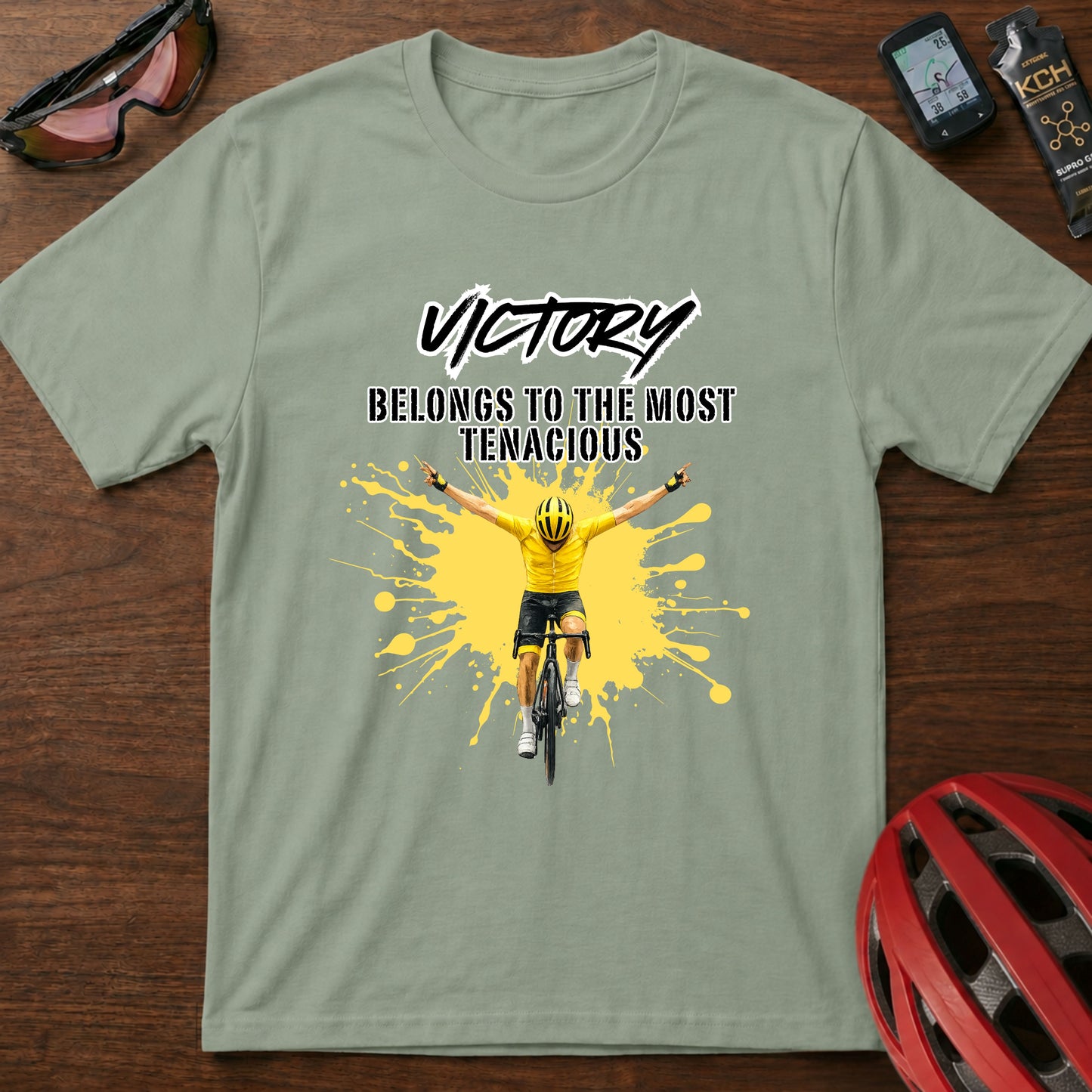 Cycling T‑Shirt - "Victory Belongs to the Most Tenacious" Motivational Bike Tee