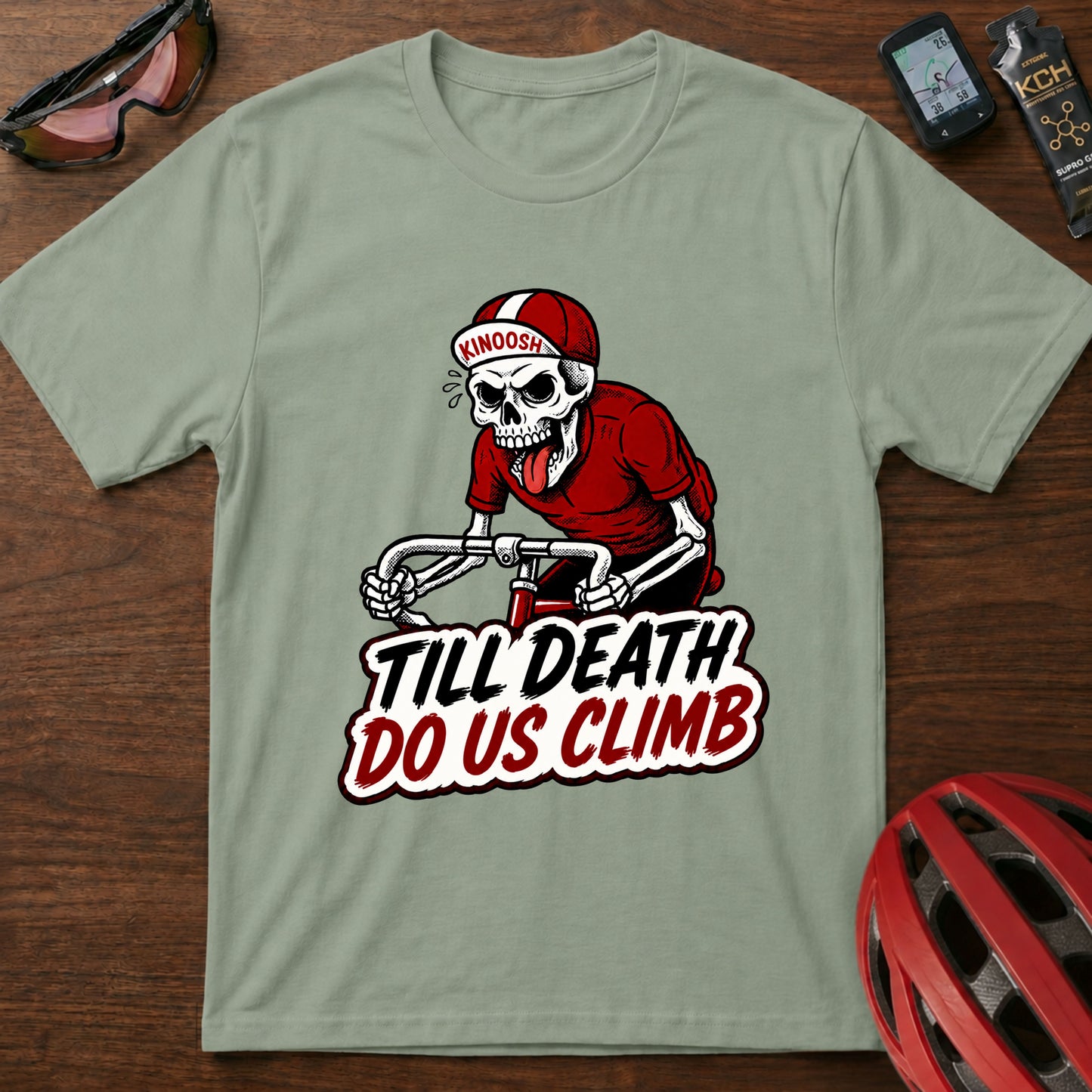 Cycling T-Shirt — “Till Death Do Us Climb” Skull Biker Tee