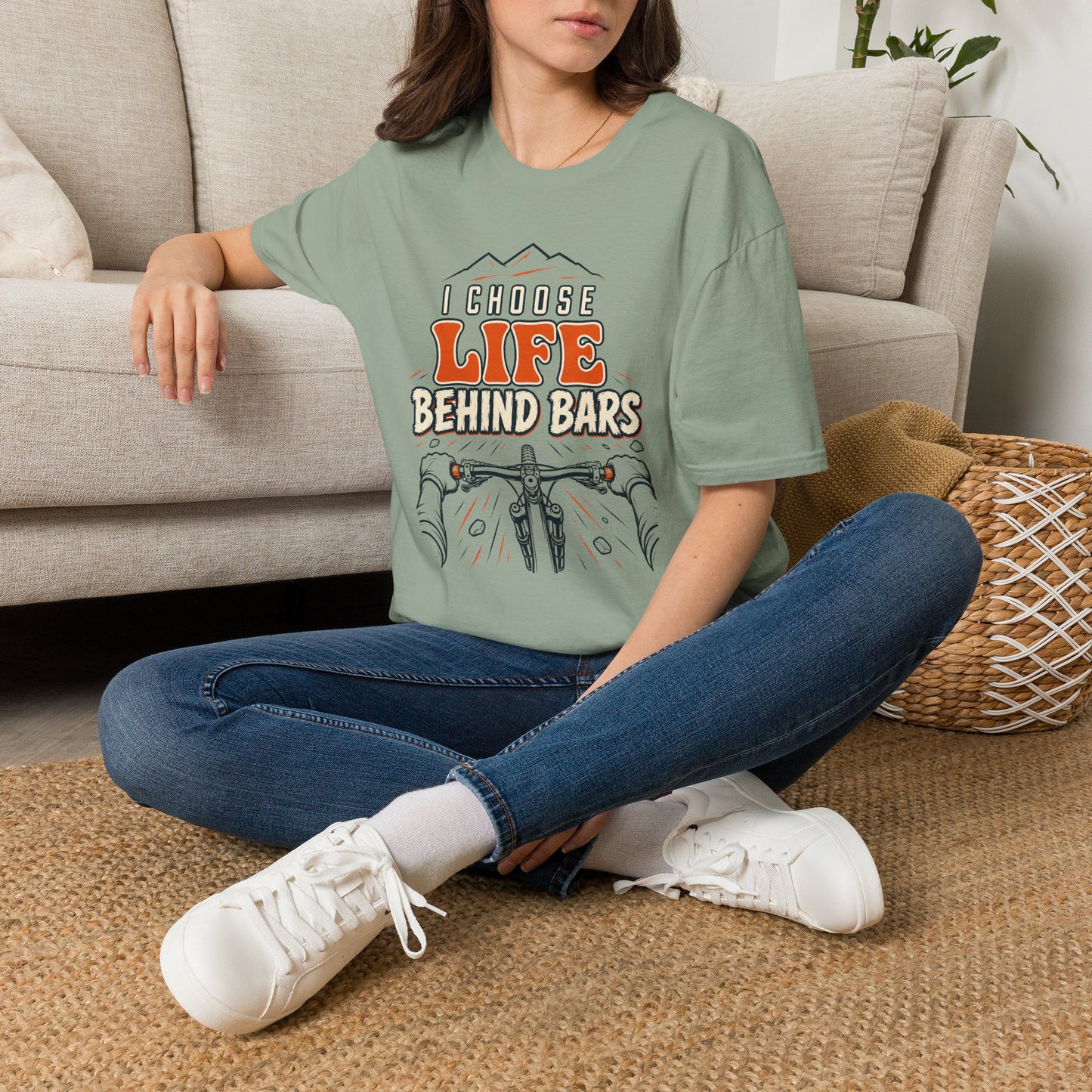 I Choose Life Behind Bars Cycling T‑Shirt — Mountain Bike Humor Tee
