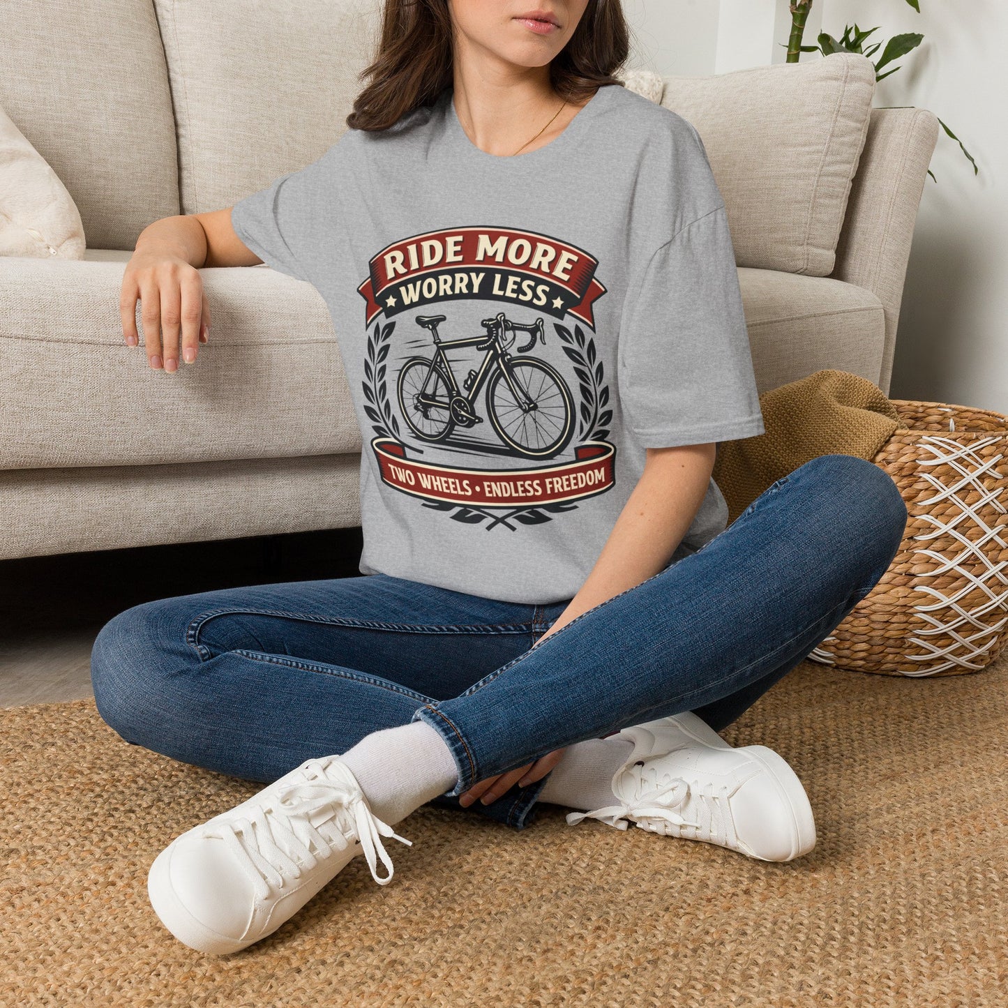 Ride More Worry Less Cycling T-Shirt — Vintage Cycling Tee