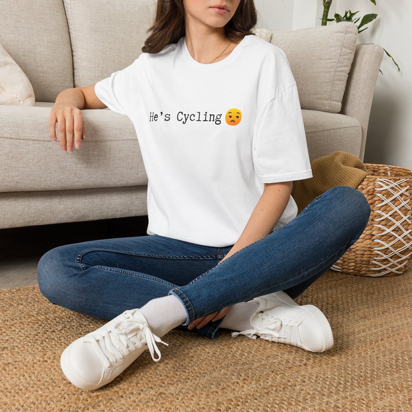 He’s Cycling  T‑Shirt — Funny Cyclist Wife/Girlfriend Tee