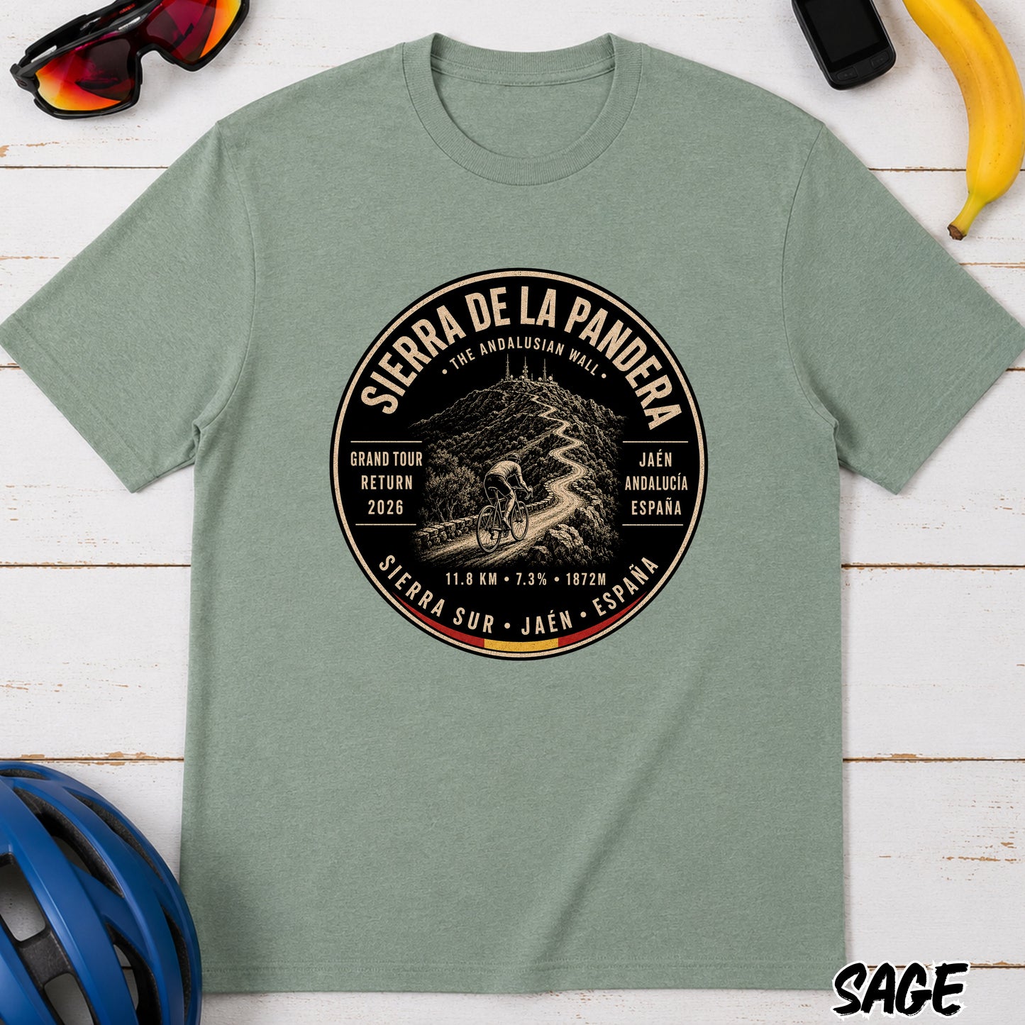 Sierra de la Pandera Cycling T‑Shirt — Jaén Spain Le Vuelta Badge Tee