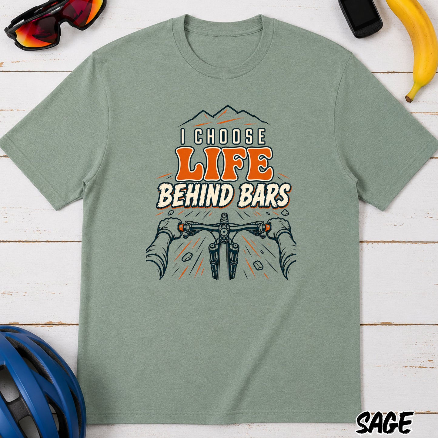 I Choose Life Behind Bars Cycling T‑Shirt — Mountain Bike Humor Tee