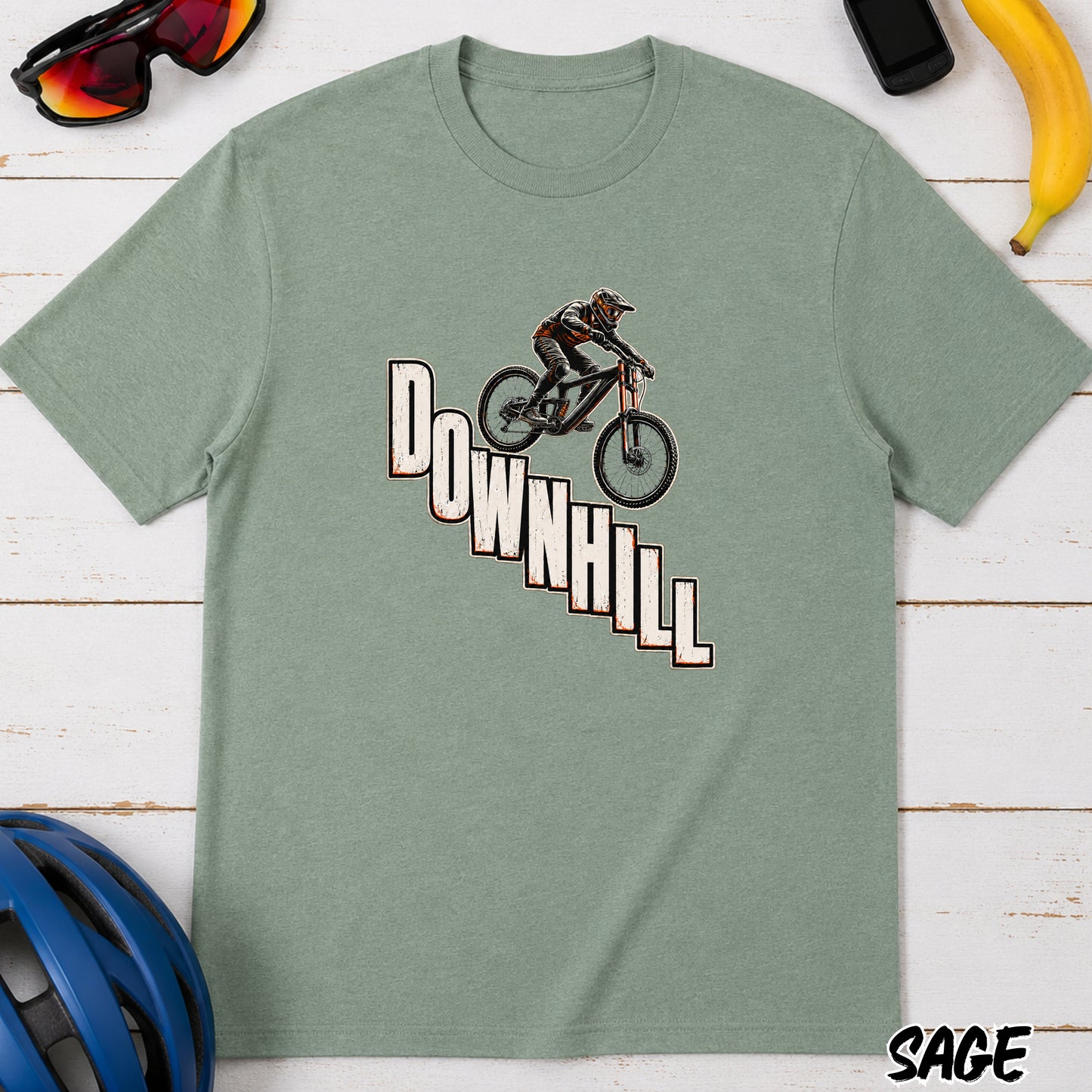 Downhill Mountain Biking T-Shirt — Retro MTB Rider Graphic