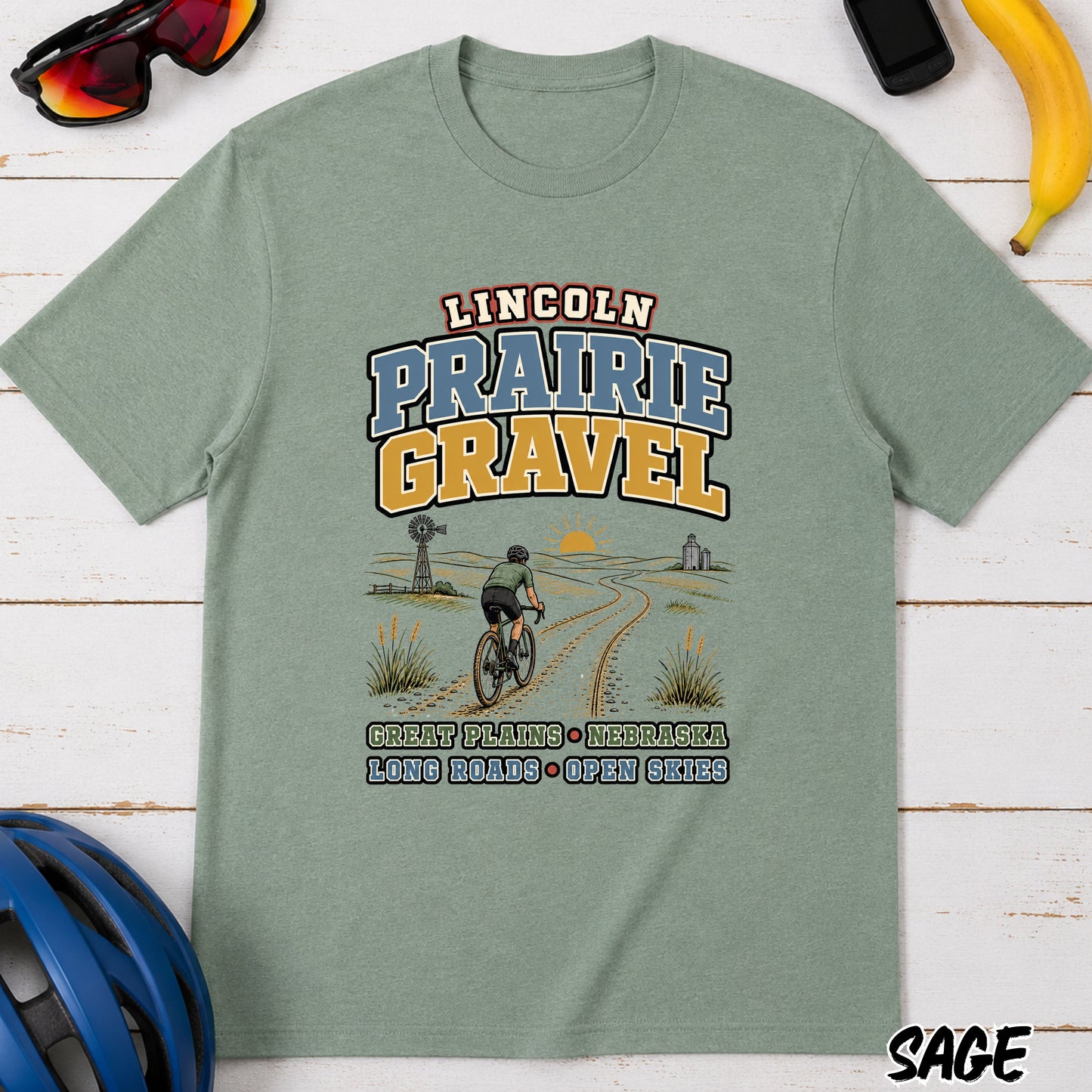 Lincoln Prairie Gravel T‑Shirt — Cycling Gravel Bike Tee