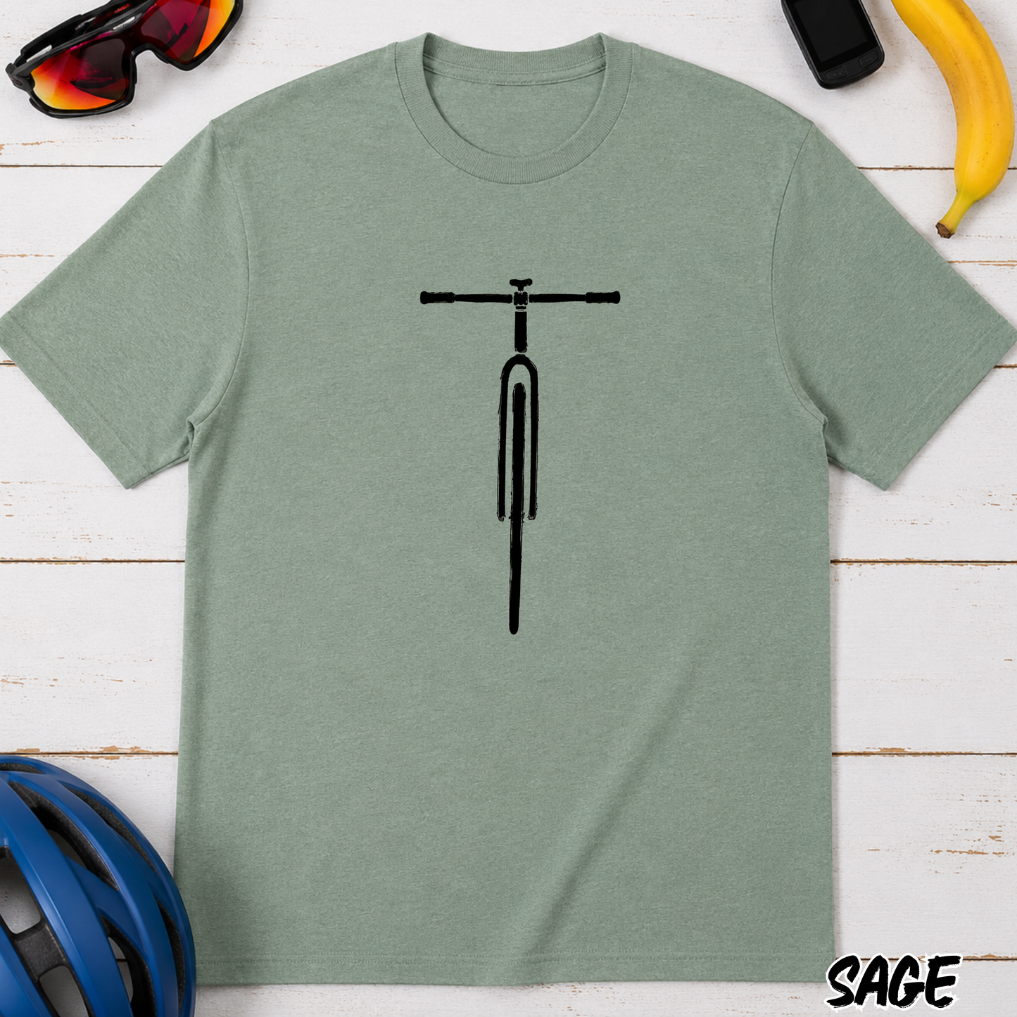 Bicycle Minimalist T‑Shirt — Front View Cycling Bike Graphic
