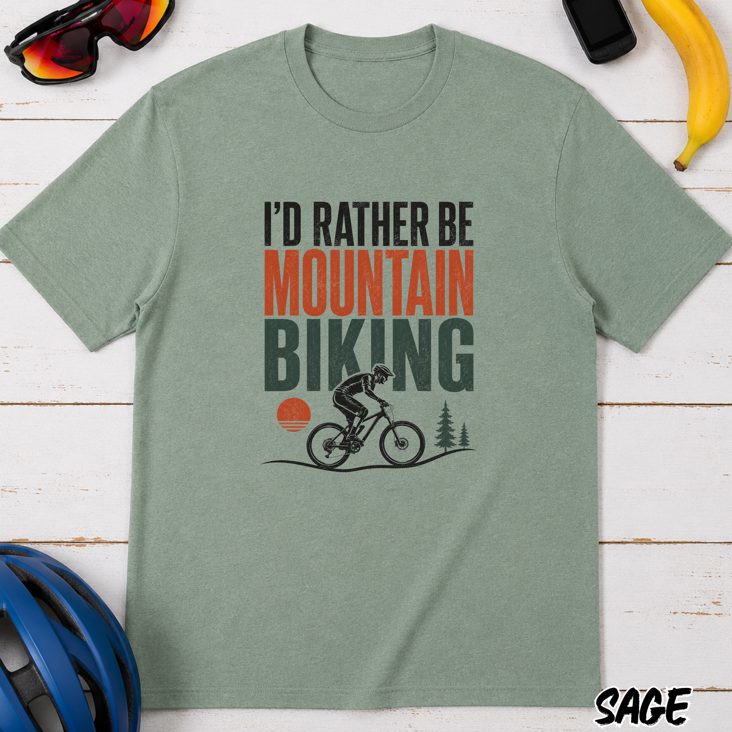I'd Rather Be Mountain Biking T-Shirt — Outdoor MTB Cycling Tee