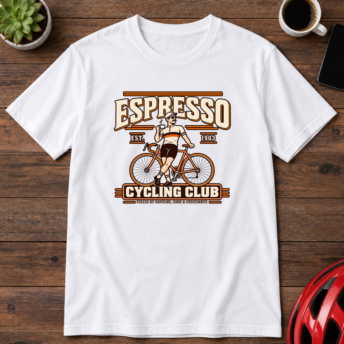 Espresso Cycling Club Vintage Bicycle T-Shirt(Global)