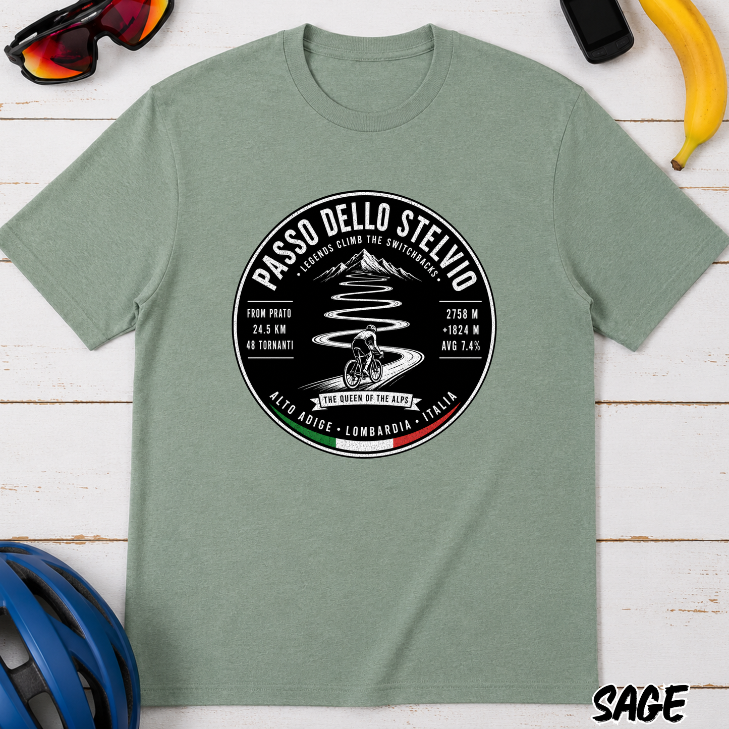 Passo dello Stelvio Cycling T-Shirt — Vintage Mountain Road Bike Tee