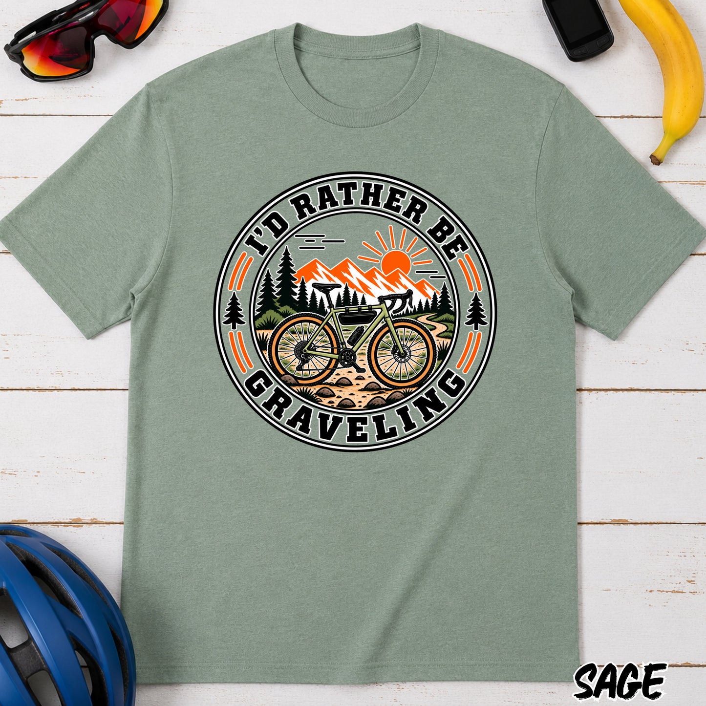 Gravel Bike T‑Shirt — "I'd Rather Be Graveling" Outdoor Cycling Tee