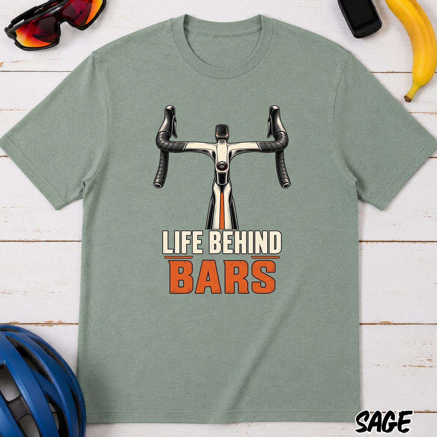 Life Behind Bars Bicycle T-Shirt — Road Bike Handlebar Graphic Tee