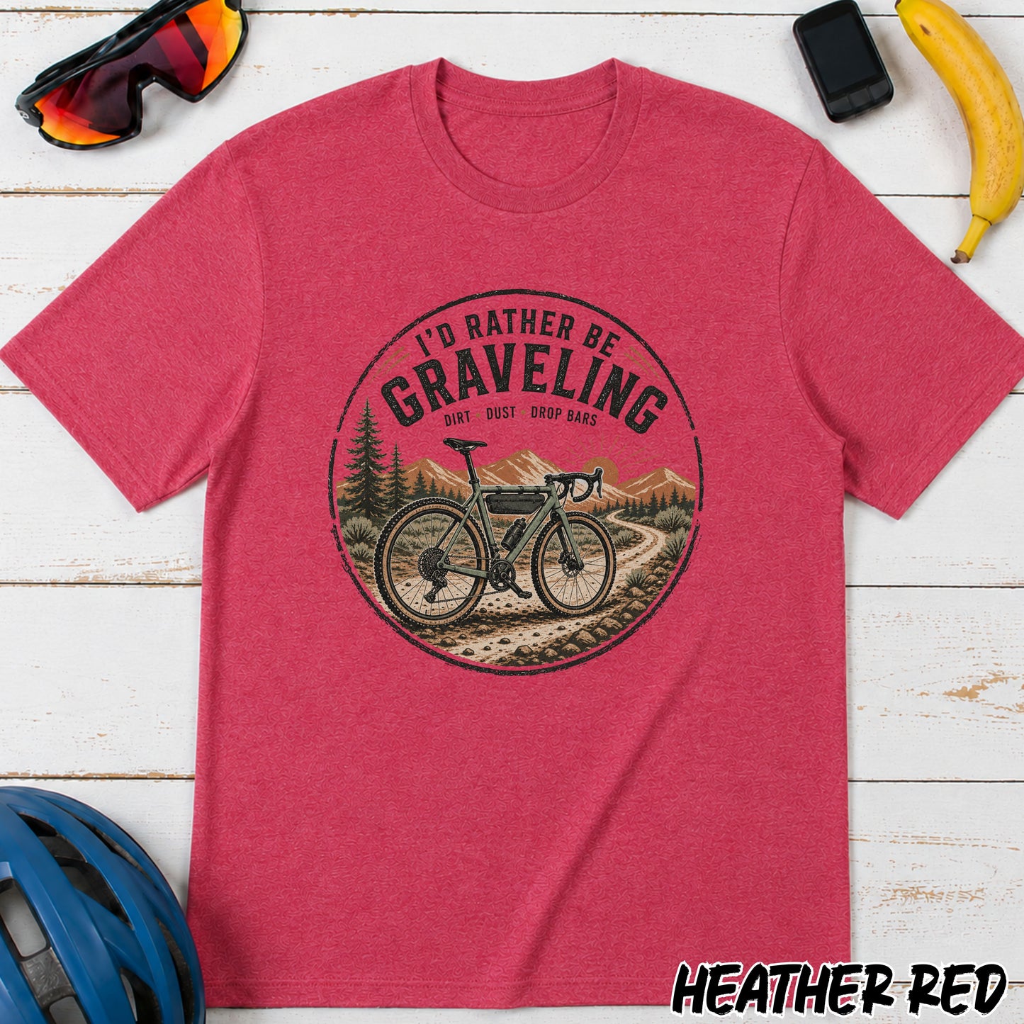 Gravel Bike T-Shirt — "I'd Rather Be Graveling" Retro Outdoor Cycling Tee