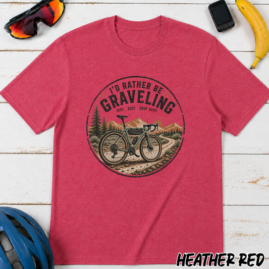 Gravel Bike T-Shirt — "I'd Rather Be Graveling" Retro Outdoor Cycling Tee