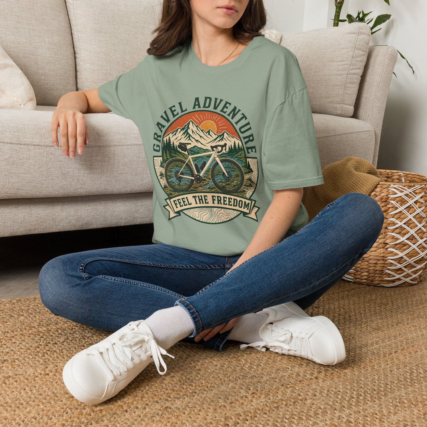 Gravel Adventure T-Shirt — 'Feel the Freedom' Cycling Tee