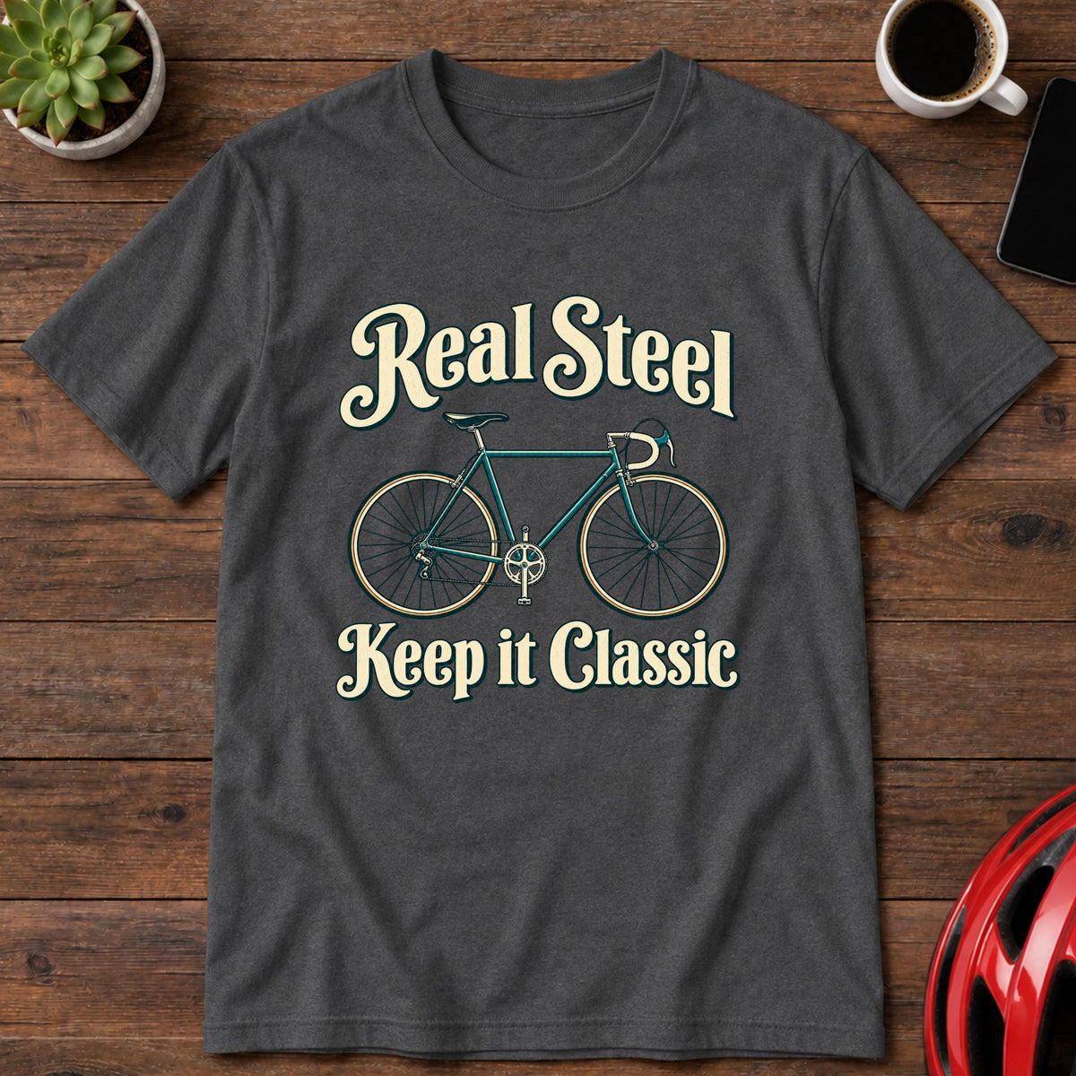 Real Steel Bicycle T‑Shirt — Keep It Classic Vintage Bike Tee(Global)