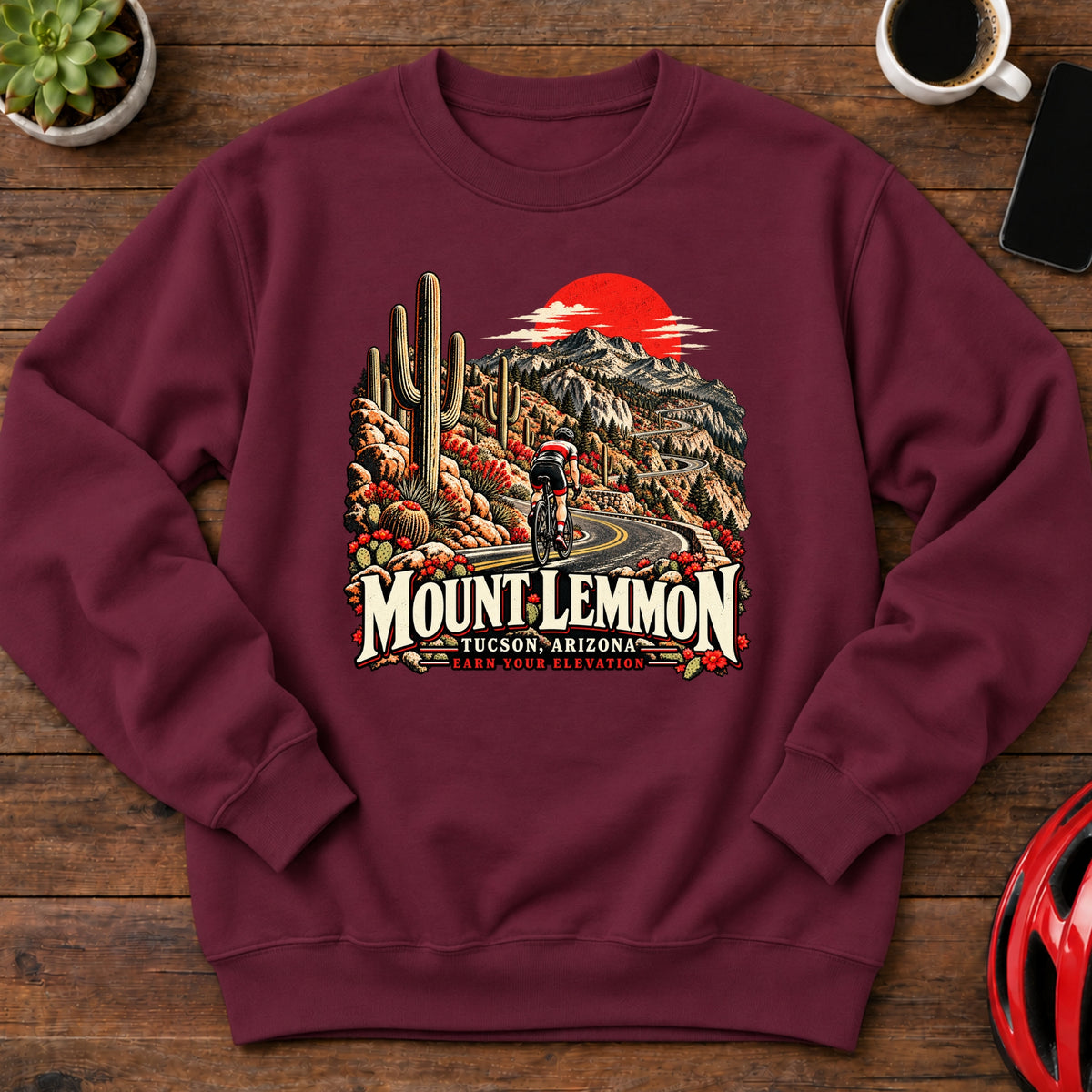 Mount Lemmon Tucson Arizona Cycling Sweatshirt(Global)