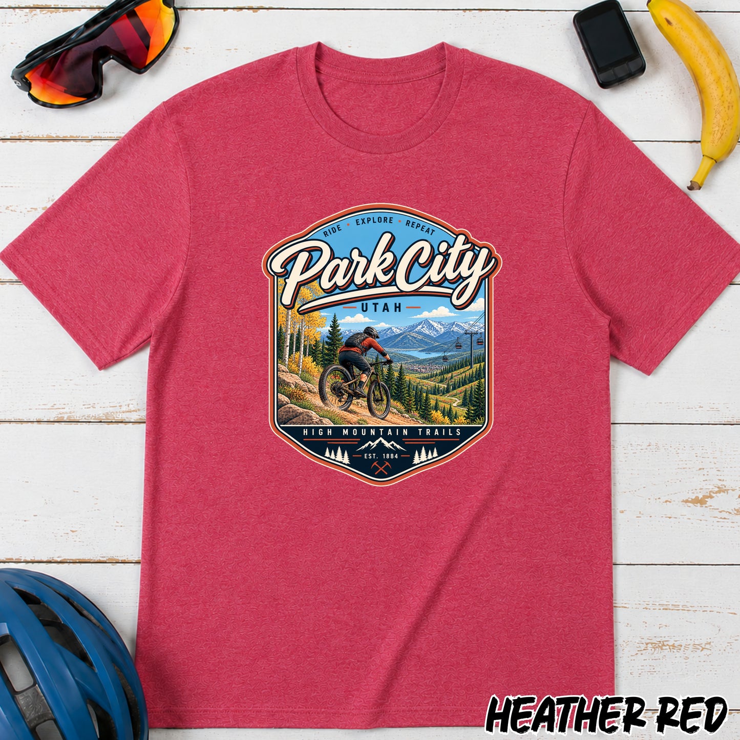 Park City Utah Mountain Bike T‑Shirt — Outdoor Adventure Scenic Tee