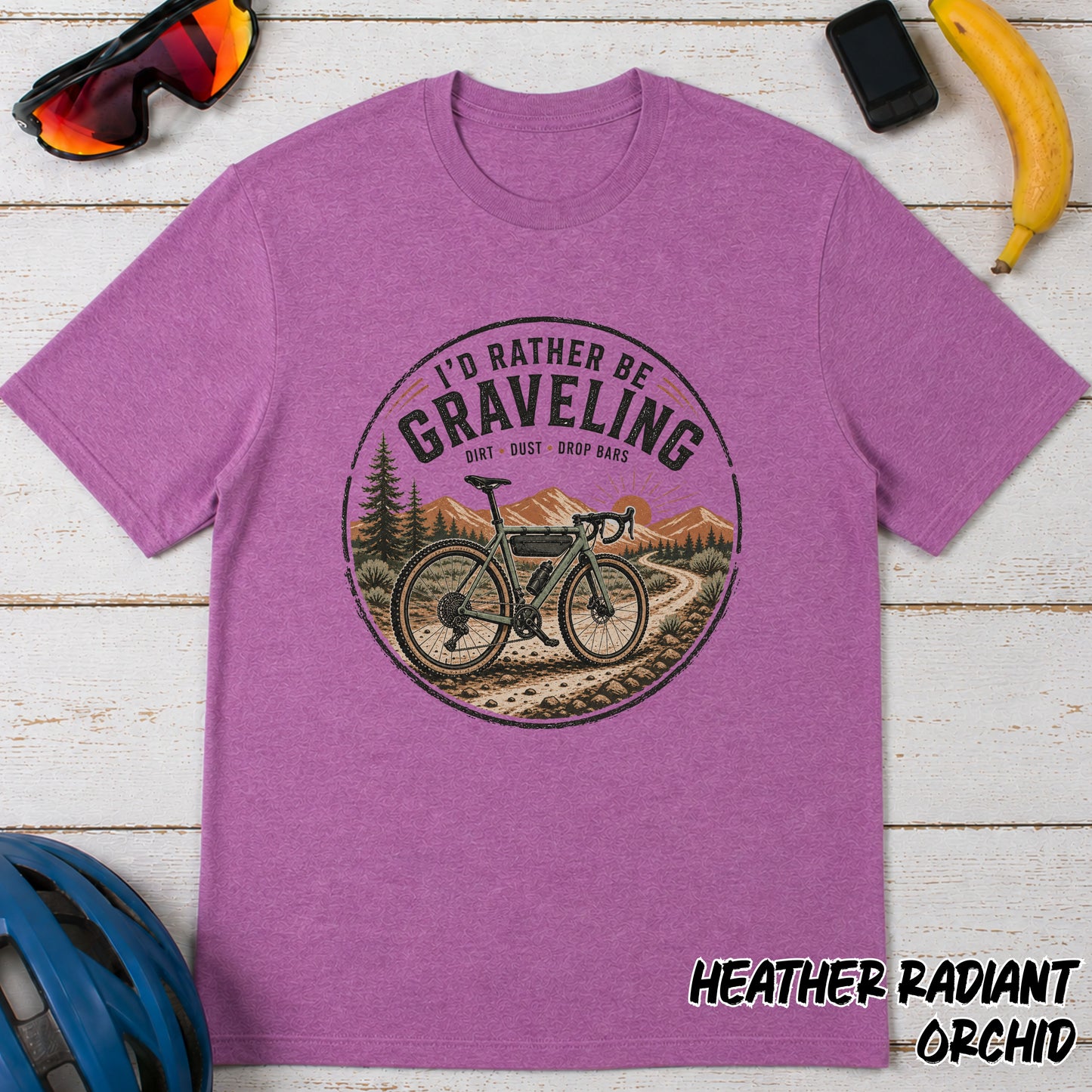 Gravel Bike T-Shirt — "I'd Rather Be Graveling" Retro Outdoor Cycling Tee