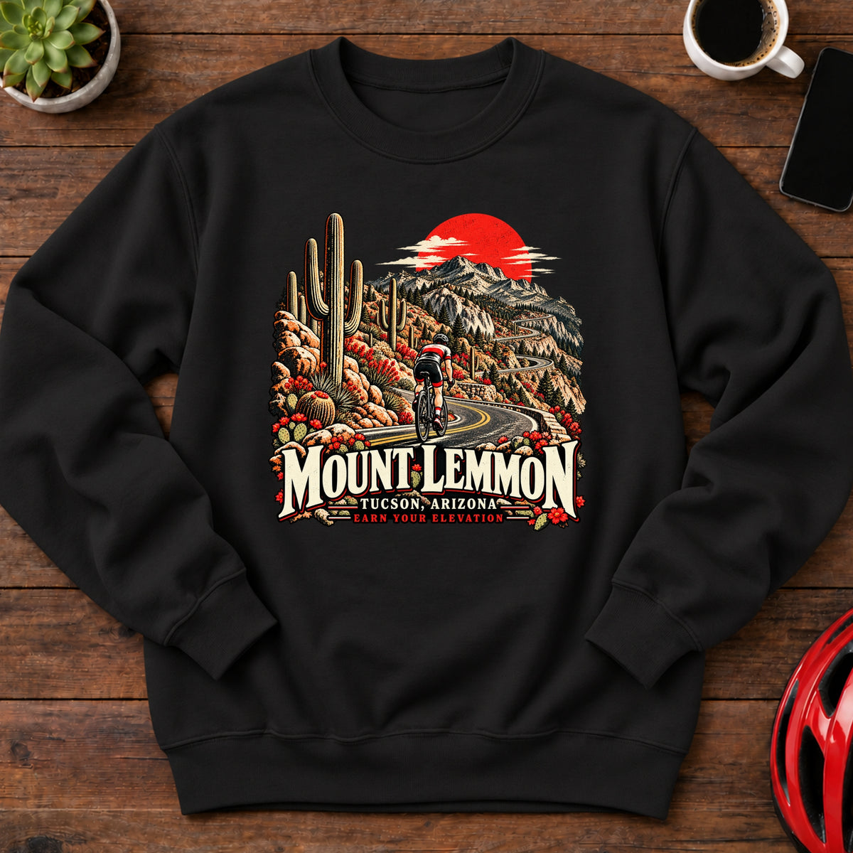Mount Lemmon Tucson Arizona Cycling Sweatshirt(Global)