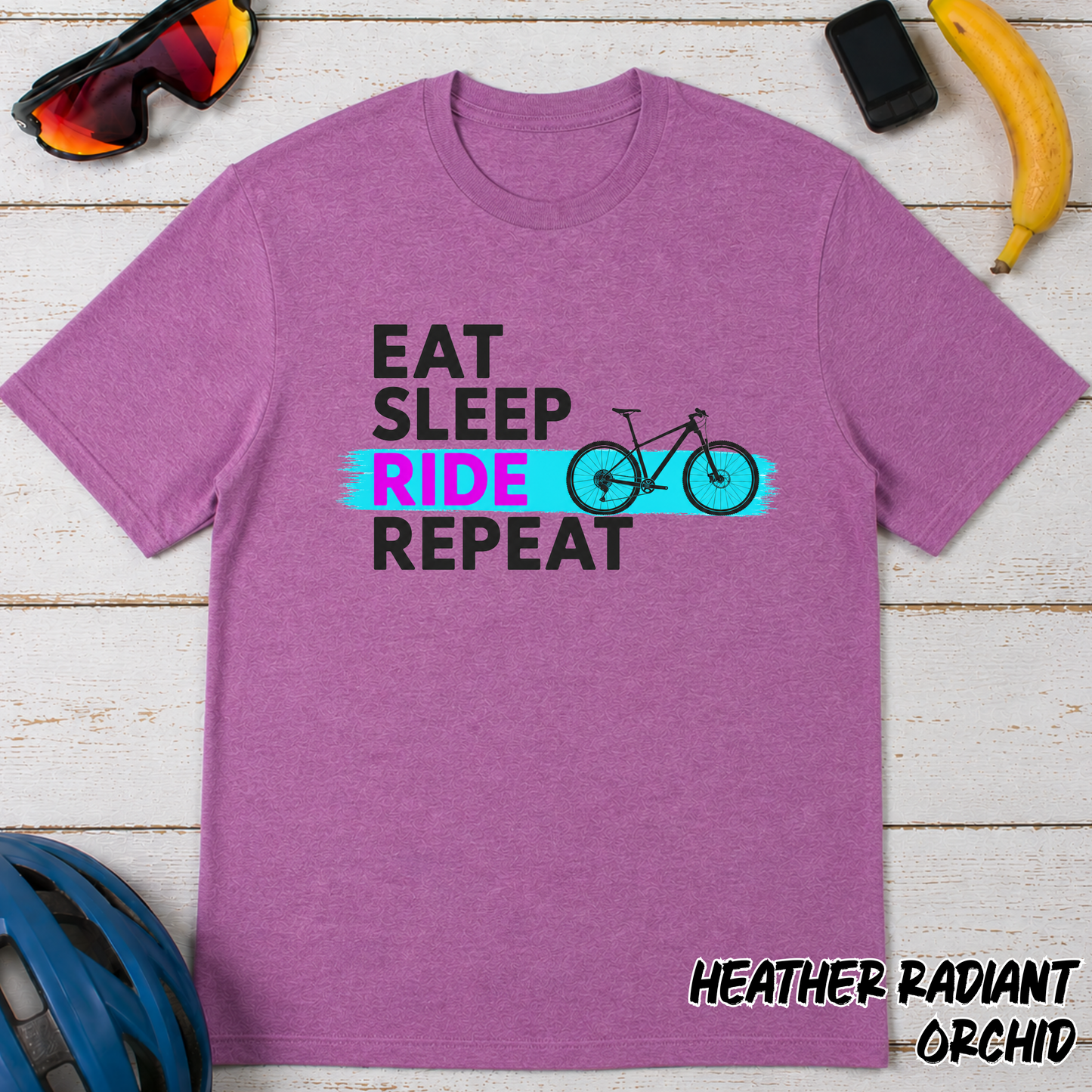 Eat Sleep Ride Repeat Cycling T-Shirt- Mountain bike Tee