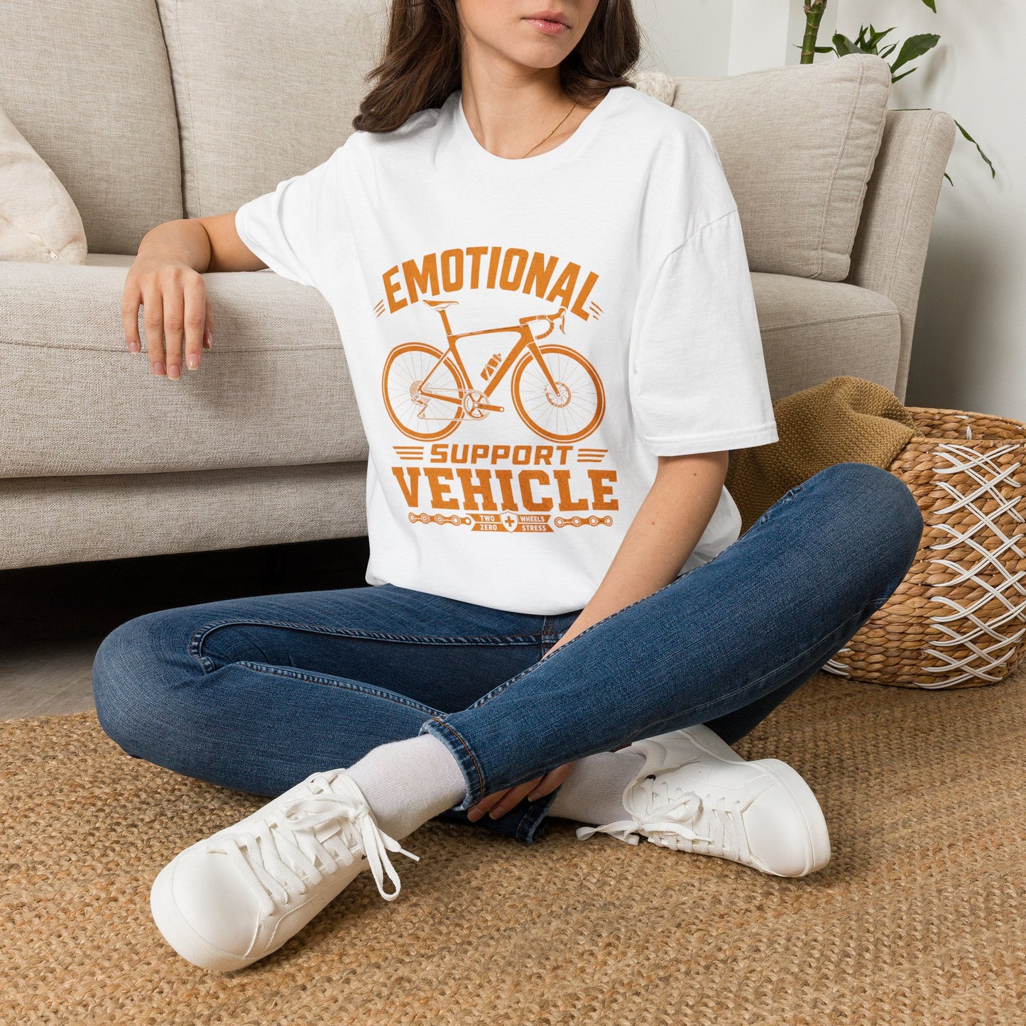 Emotional Support Vehicle T‑Shirt — Funny Cycling Tee for Road Bike Lovers