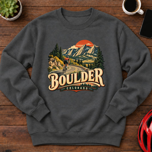 Boulder Colorado Cycling Crewneck Sweatshirt(Global)