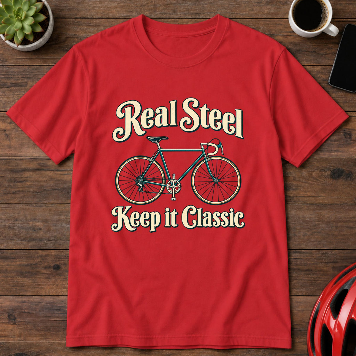 Real Steel Bicycle T‑Shirt — Keep It Classic Vintage Bike Tee(Global)
