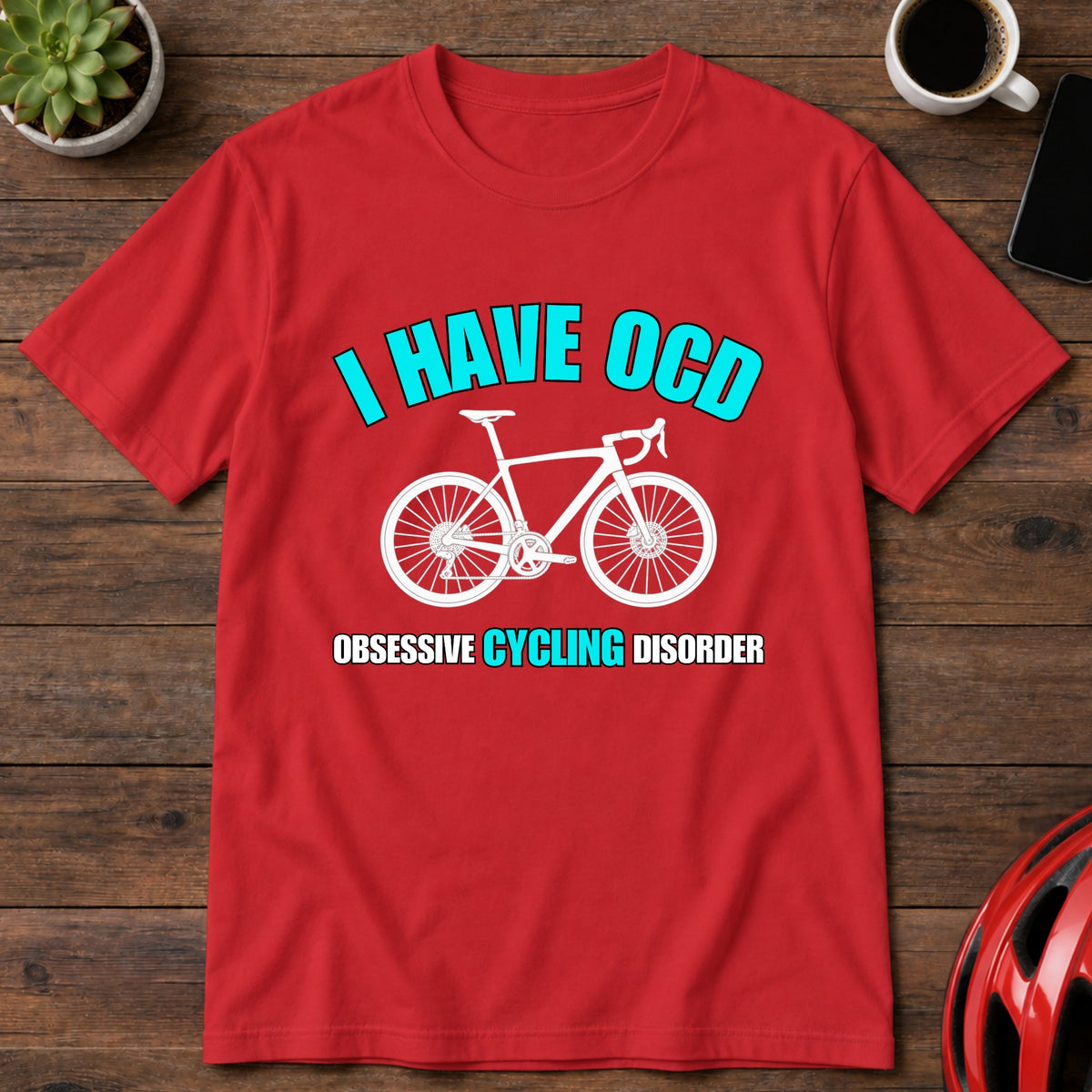 Cycling T-Shirt — "I Have OCD (Obsessive Cycling Disorder)" Graphic Tee(Global)